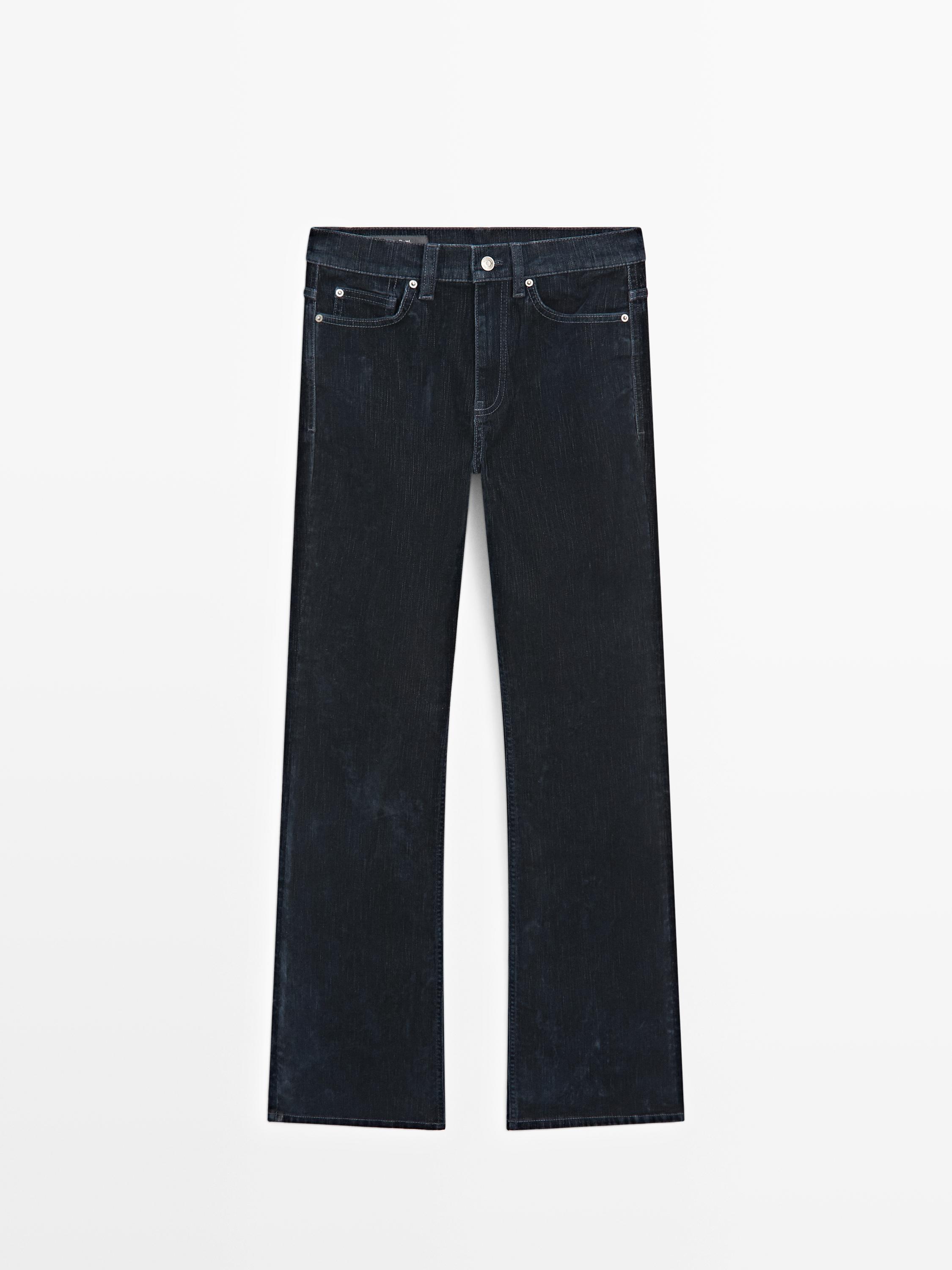 Jean bootcut taille haute effet velours